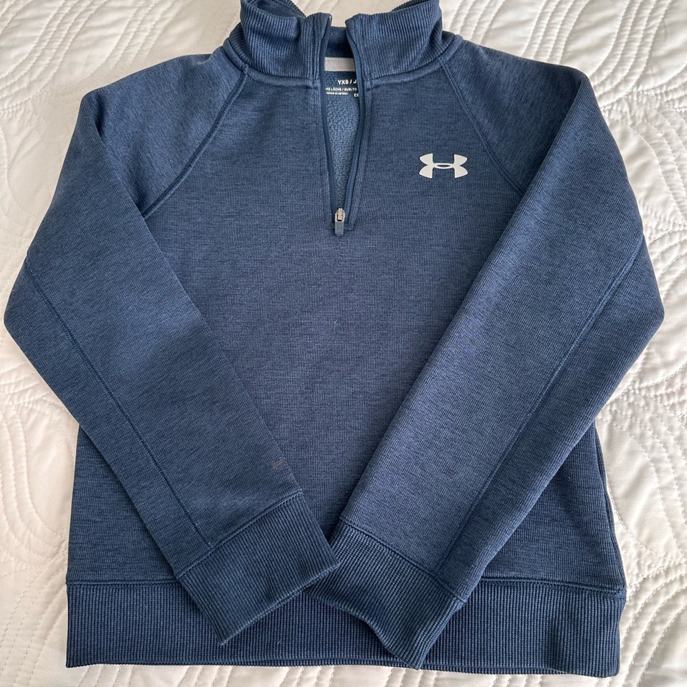 Under Armour Boy’s Sz. YXS Navy Quarter-Zip Pullover EUC